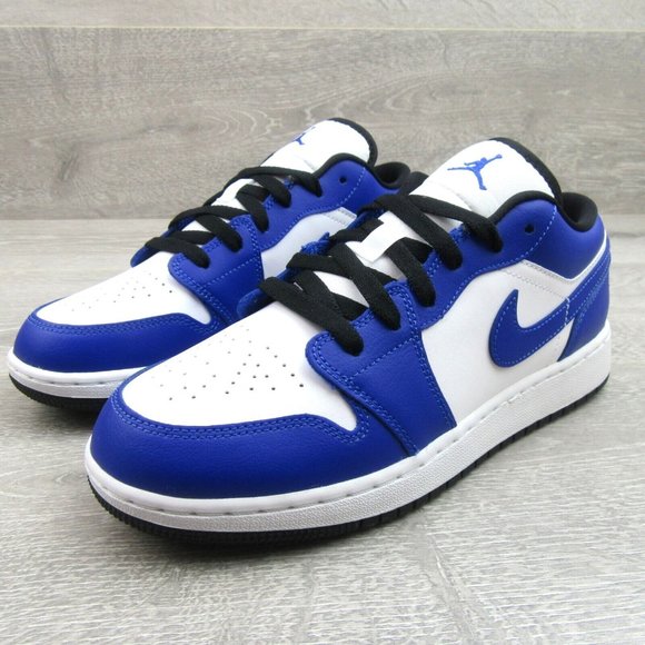 Air Jordan 1 Low GS Size 7Y White Hyper Royal Black Shoes NEW - Picture 4 of 14